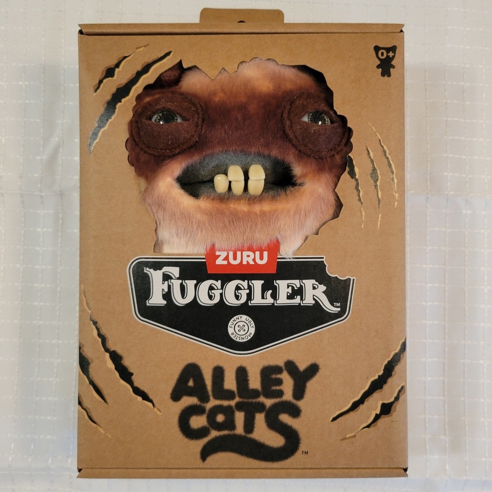 Zuru Fuggler Alley Cats Funny Ugly Monster Brown Tan Plush Toy New In Box